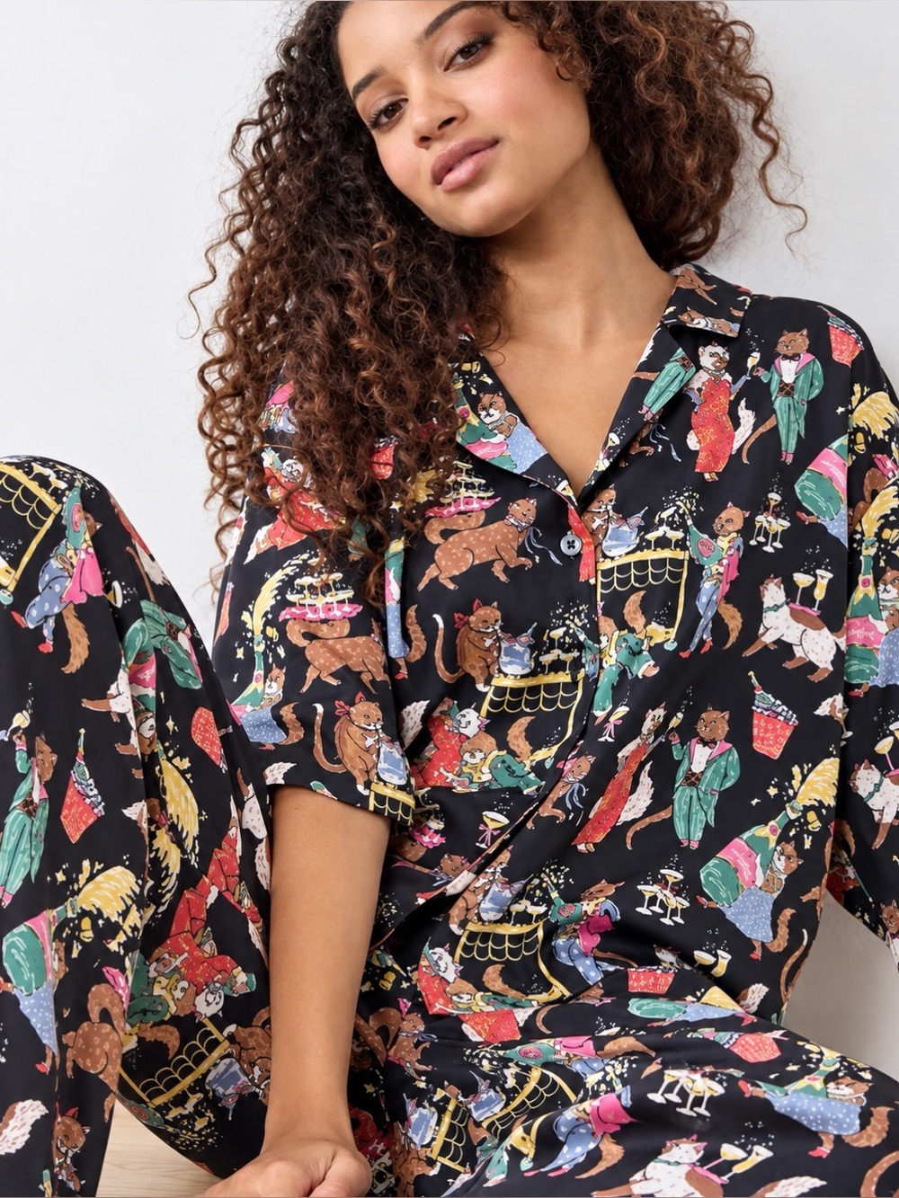 Printfresh Swanky Cats Collector’s Edition Eco Satin Pajama Set 2X NWT Rare